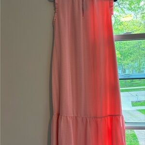 Loft Petites Pink Sleeveless Ruffle Dress